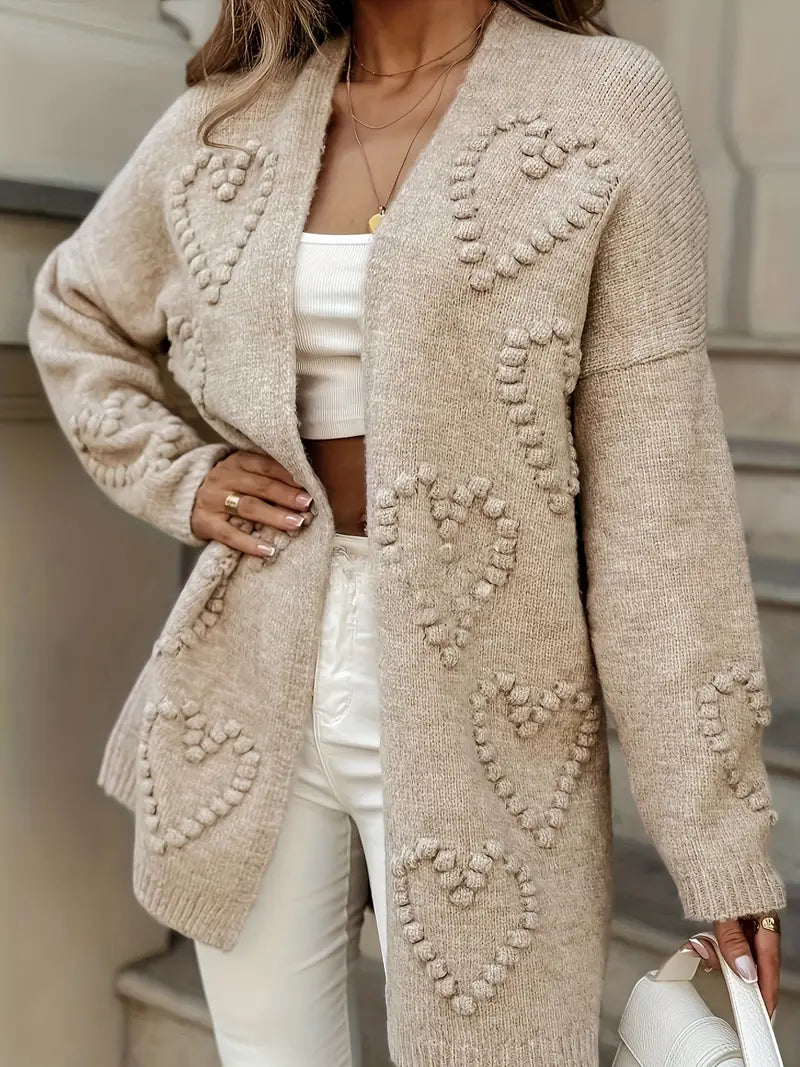 Heart Pattern Cardigan | Stöd Bröstcancer