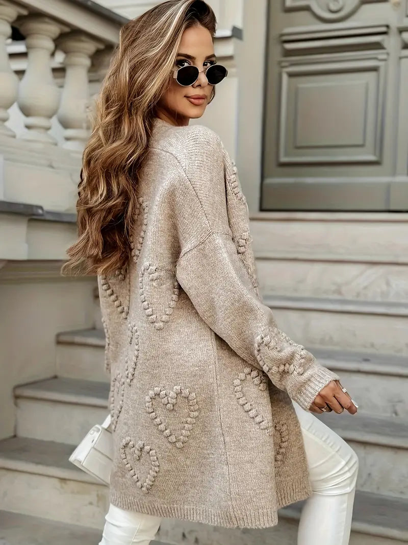 Heart Pattern Cardigan | Stöd Bröstcancer